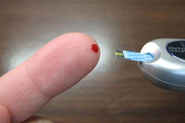 Pricked finger for blood then Glucose monitoring